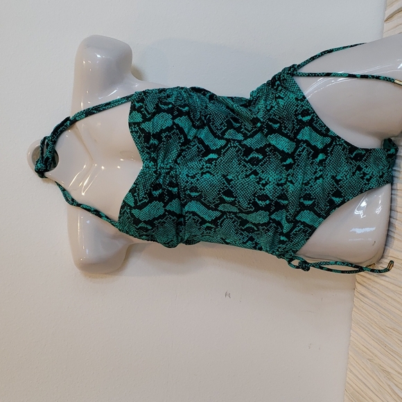 No Boundaries Other - No Boundaries Swimwear Full piece Size Large,  Green-black Snake Skin Print